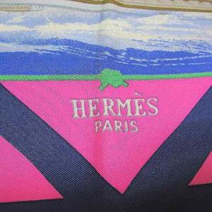 HERMES カレ90 RAFALES スカーフ 限定カラー 疾風 シルク 大判 ピンク ブルー X