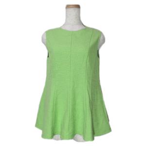 UNITED ARROWS タグ付 TWD/KNIT ペプラム プルオーバー ノースリーブ カットソー ツイード ライム