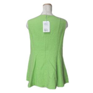 UNITED ARROWS タグ付 TWD/KNIT ペプラム プルオーバー ノースリーブ カットソー ツイード ライム