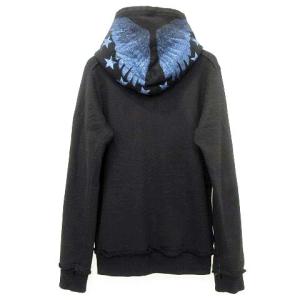 FranCisT MOR.K.S スワロジップ パーカー スエット フーディー 羽根プリント ラインストーン 裏毛 4 約Lサイズ 黒 ブラック