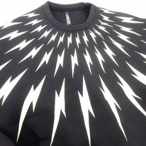 Neil Barrett 19SS トレーナー サンダーボルトロゴ ボンディング BJE562Y-S1578 プリント トップス イタリア製 S 紺