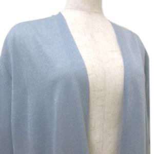 ANAYI 近年 カーディガン ロング 9分袖 レーヨンニット 薄手 ボタンレス 38 M相当 水色 X