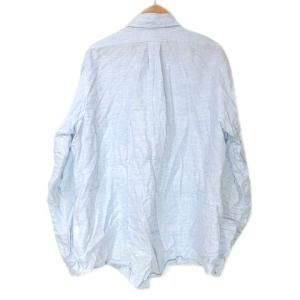 Brooks Brothers 近年 リネンシャツ 長袖  REGENT ボタンダウン 胸ポケット L 水色 X