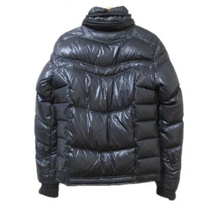 DIESEL ライダース ダウンジャケット ナイロン テフロン加工 ロゴプレート ジップアップ インフード S 黒 ブラック X