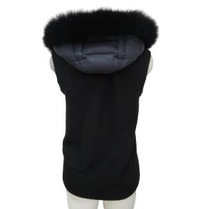 LANVIN Colection 美品 ニット ダウンベスト ジャケット ファー付 ウール混 黒 ブラック 38 約?-L 1023