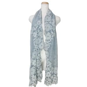 Faliero Sarti 大判 ストール モダールｘ刺繍 フラワー 青系 X