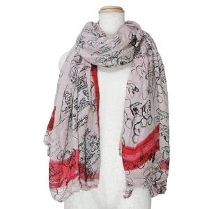 ｘ DISNEY 大判 ストール モダールｘカシミヤ ミッキー ピンク X