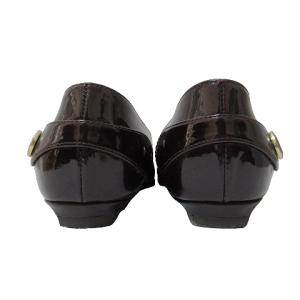 LOUIS VUITTON フラットシューズ パンプス エナメル 金具 小さいサイズ 34 約21.5cm ボルドー IBO45 X