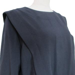 ADORE 18AW 美品 長袖 ブラウス バックボタン ウエストマーク 38 M相当 紺 ネイビー IBO45 X