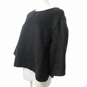 ADORE 美品 シャギー ブラウス シャツ 7分袖 ウール アルパカ 黒 ブラック 38 1225 IBO45