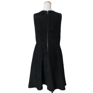 ADORE 美品 ノースリーブ ワンピース ひざ丈 シャギー アルパカ ウール 深V 36 S相当 黒 ブラック IBO45 X