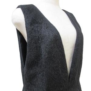 ADORE 美品 ノースリーブ ワンピース ひざ丈 シャギー アルパカ ウール 深V 36 S相当 黒 ブラック IBO45 X