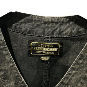 NEIGHBORHOOD ショップコート デニム N.C.DEALER CL-COAT 162AQNH-JK02 ノーカラー ワーク M 黒 ブラック