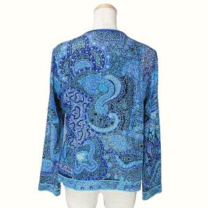 LEONARD FASHION アンサンブル カーディガン 長袖 カットソー 半袖 総柄 L 青 ブルー GY09 X