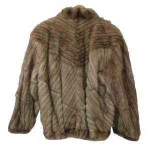 SAGA MINK 美品 銀サガ 毛皮 コート ミンク ショート スタンドカラー 大きいサイズ 13 LL相当 茶 ブラウン GY09 X