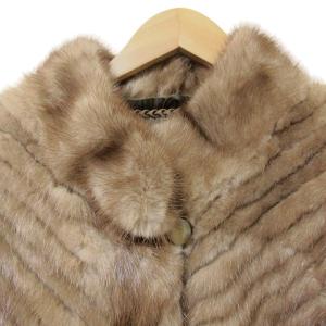 SAGA MINK 美品 銀サガ 毛皮 コート ミンク ショート スタンドカラー 大きいサイズ 13 LL相当 茶 ブラウン GY09 X