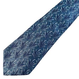 ネクタイ レギュラータイ シルク ジャガード総柄 リーフ柄 青 ブルー GY09