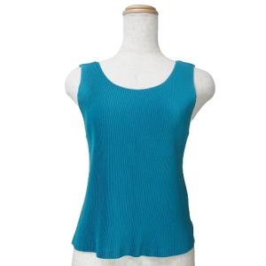 イッセイミヤケ 美品 ノースリーブ カットソー プリーツ 3 M相当 青 ブルー GY09 X