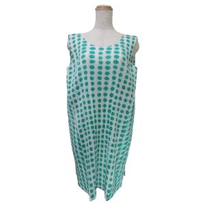 イッセイミヤケ ノースリーブ ロング ドット L ホワイト グリーン