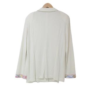 LEONARD FASHION ジャケット 薄手 ロゴボタン 2B 袖花柄 大きいサイズ LL ベージュ GY09 X