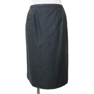 Brooks Brothers 美品 3Pスーツ スカート パンツ ストライプ ウール テーラード ジャケット 1B 総裏地 ひざ丈 タイト 7 S相当 ダークグレー