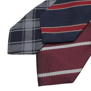 TOMORROWLAND 他セレクト系 ネクタイ6本セット レギュラータイ ワイドタイ シルク ウール ストライプ チェック 紺 茶 赤 GY09 X