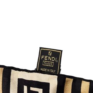 FENDI ズッカ柄 スカーフ シルク ヴィンテージ 青 ブルー 茶 ブラウン GY09