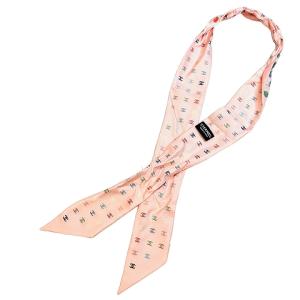 CHANEL リボン スカーフ ドット&ココマーク シルク イタリア製 ピンク