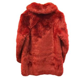 PAULE KA タグ付 近年 フェイクファー コート ロング丈 36 S 赤 レッド IBO46