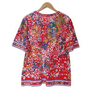 LEONARD FASHION カットソー 半袖 総柄 大きいサイズ LL 赤 レッド IBO46 X