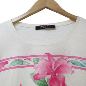 LEONARD FASHION カットソー ROPPONGI 六本木 半袖 花柄 大きいサイズ 44 XL相当 白 IBO46 X