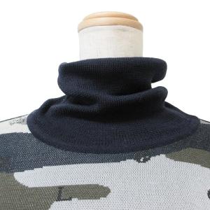 LEONARD SPORT タートルネック ニット 薄手 長袖 カモフラ 迷彩 ウール ロゴプレート 40 L相当 紺 ネイビー IBO46 X