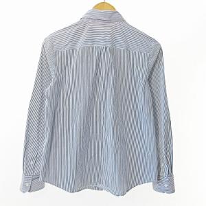 Leilian 美品 シャツ 長袖 ストライプ 花柄 ネイビー 紺 白 11 0216 IBO47