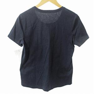 Leilian Tシャツ カットソー 半袖 フルーツ柄 果物柄 プリント ビジュー 紺 ネイビー 13 0216 IBO47