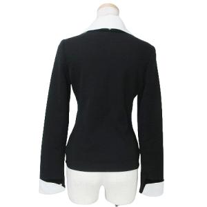 FOXEY BOUTIQUE 襟付き 長袖 ニット 薄手 ウール 40 M相当 黒 白 X