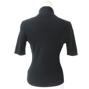 FOXEY BOUTIQUE カシミヤ100% 半袖 リブニット セーター ハイネック 40 M相当 黒 ブラック X
