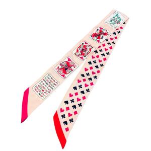 ツイリースカーフ トランプ JEU DE CARTES シルク リボン ピンク U90