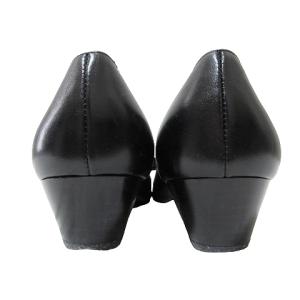 Salvatore Ferragamo BOUTIQUE 金ヴァラ パンプス ローヒール 5 約22.5cm 黒 ブラック IBO47 X
