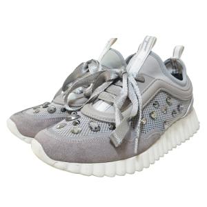 ビジュー スニーカー メッシュ スエード グレー 6 1