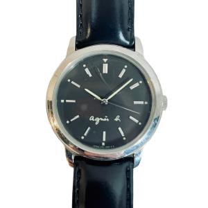 腕時計 クォーツ V701-7000 レザーベルト 稼働品 黒 ブラック