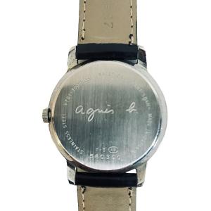 agnes b. 腕時計 クォーツ V701-7000 レザーベルト 稼働品 黒 ブラック