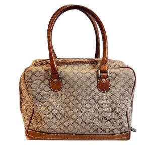 CELINE マカダム ミニボストン ヴィンテージ レザーコンビ M07 ベージュ 茶 ブラウン