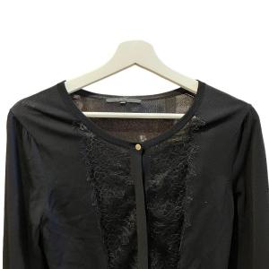 ANAYI ニット カーディガン レース 花柄 金ボタン 38 黒 ブラック