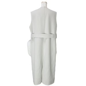 UNITED ARROWS 近年 ノースリーブ コート ポケット ファー付き ロング ベルテッド ウール グレージュ IBO49 X