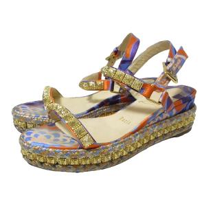 ピラミッドスタッズ サンダル アンクルストラップ 36 約23cm ゴールド オレンジ パープル IBO49 X