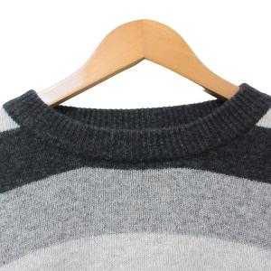 A BATHING APE ボーダー 初期タグ セーター ニット 長袖 ラムウール クルーネック L グレー ブラック IBO49 X