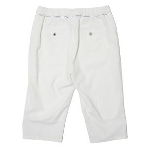 LEONARD SPORT 美品 クロップド 7分丈 パンツ ゴルフ ウエア ストレッチ ロゴ 40 L相当 白 ホワイト IBO49 X