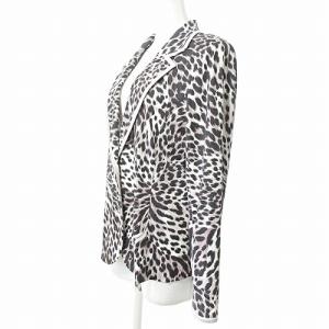 LEONARD fashion テーラードジャケット ブレザー レオパード柄 豹柄 カサブランカ柄 花柄 L 0311 IBO49