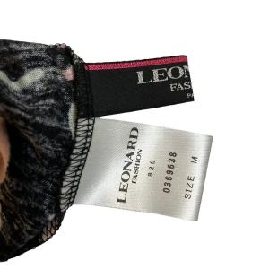 LEONARD Fashion 長袖 カットソー 大柄 花柄 レーヨン M 黒 ブラックｘピンク IBO49