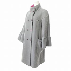 LEONARD ダブル コート ジャケット ロング アンゴラ ウール混 スタンドカラー グレー 3 0311 IBO49